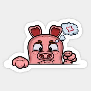 Pig Cartoon With Angry Face Expression Sticker